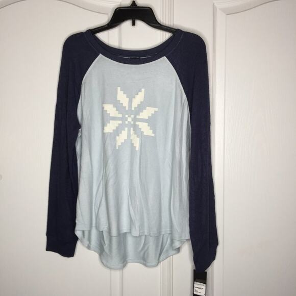 Free Press Raglan Hacci Long Sleeve Sweater Crew Neck Blue Drift Size Medium - Picture 3 of 5